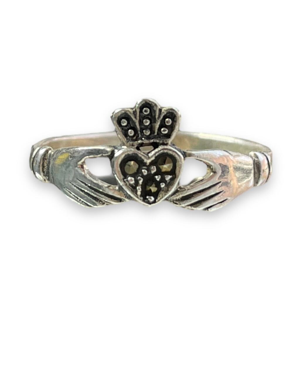 Vintage 925 Sterling Silver Claddaugh Ring sz 7.5